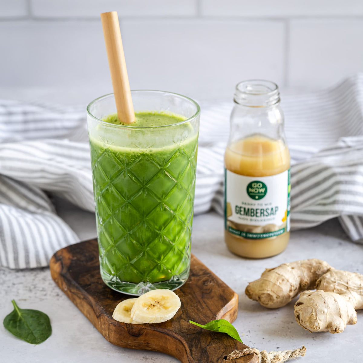 Smoothie met gember, spinazie en banaan