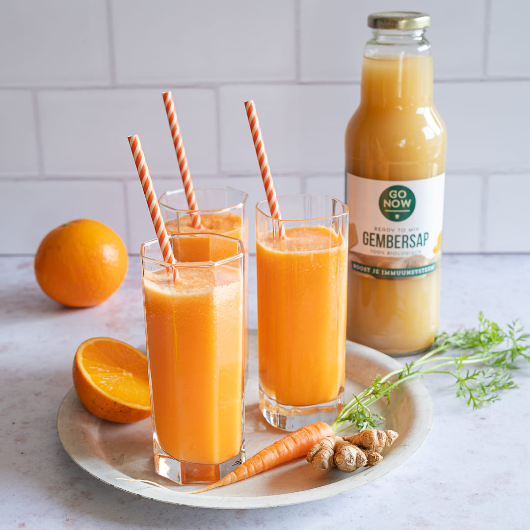Wortel sinaasappel gember smoothie