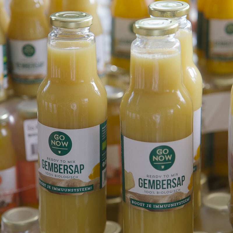 Fles Go Now pure gembersap in de voorraadkast