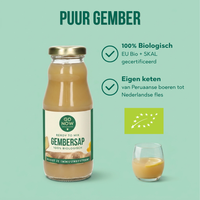 Puur gember: 100% biologisch, EU Bio en SKAL gecertificeerd, uit eigen keten van Peru tot Nederland