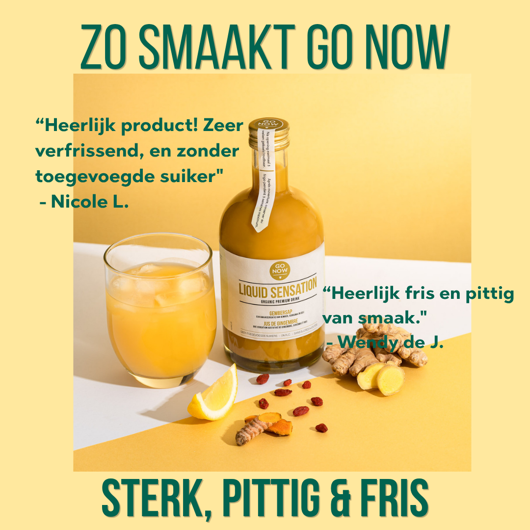 Zo smaakt Go Now: Liquid Sensation met een ingeschonken glas, sterk, pittig en fris, met klantcitaten