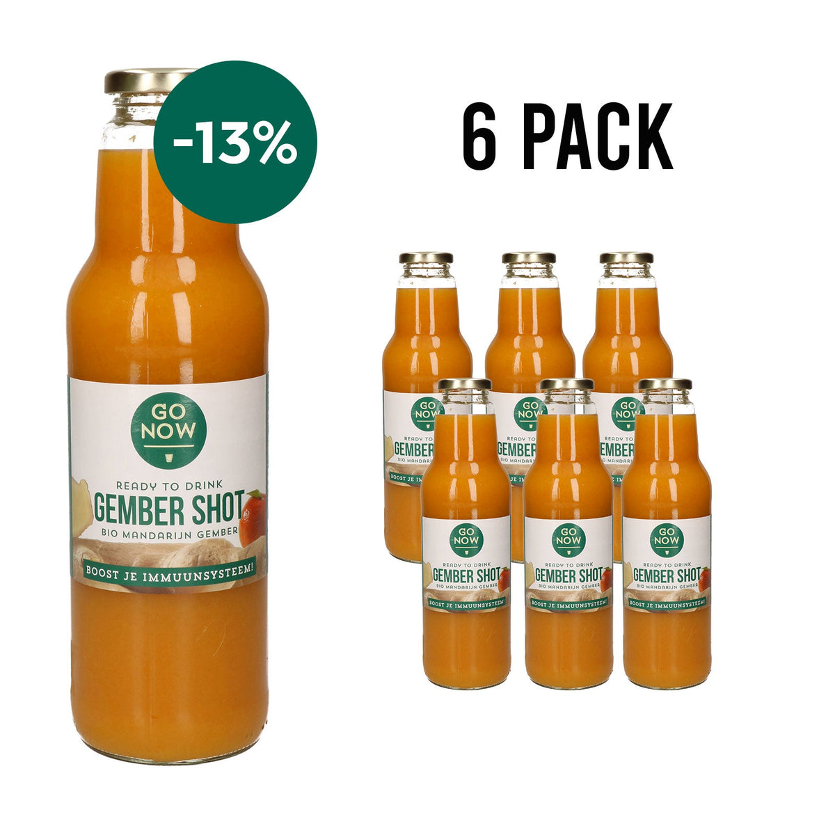 6-pack Gember Shot 750ml: zes flessen met pack-voordeel