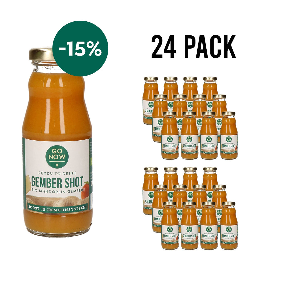 24-pack Gember Shot 200ml: vierentwintig flesjes met pack-voordeel