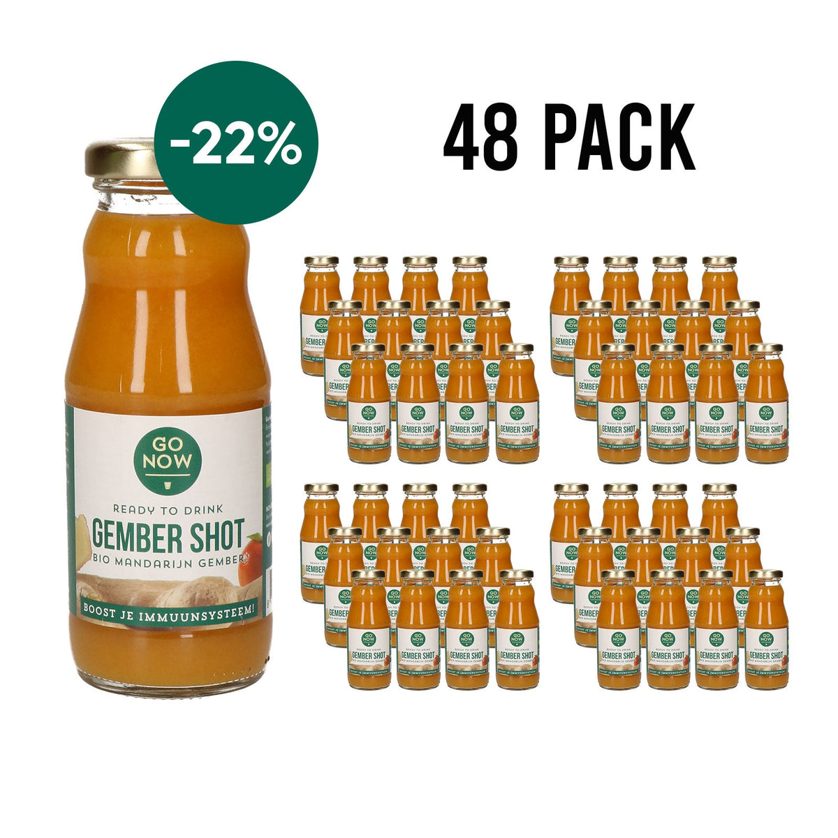 48-pack Gember Shot 200ml: achtenveertig flesjes met pack-voordeel