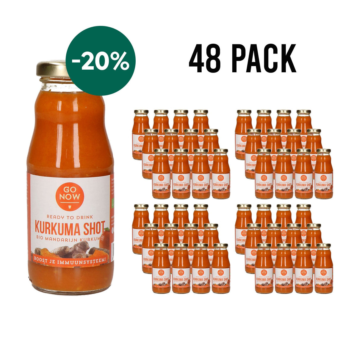 48-pack Kurkuma Shot 200ml: achtenveertig flesjes met pack-voordeel